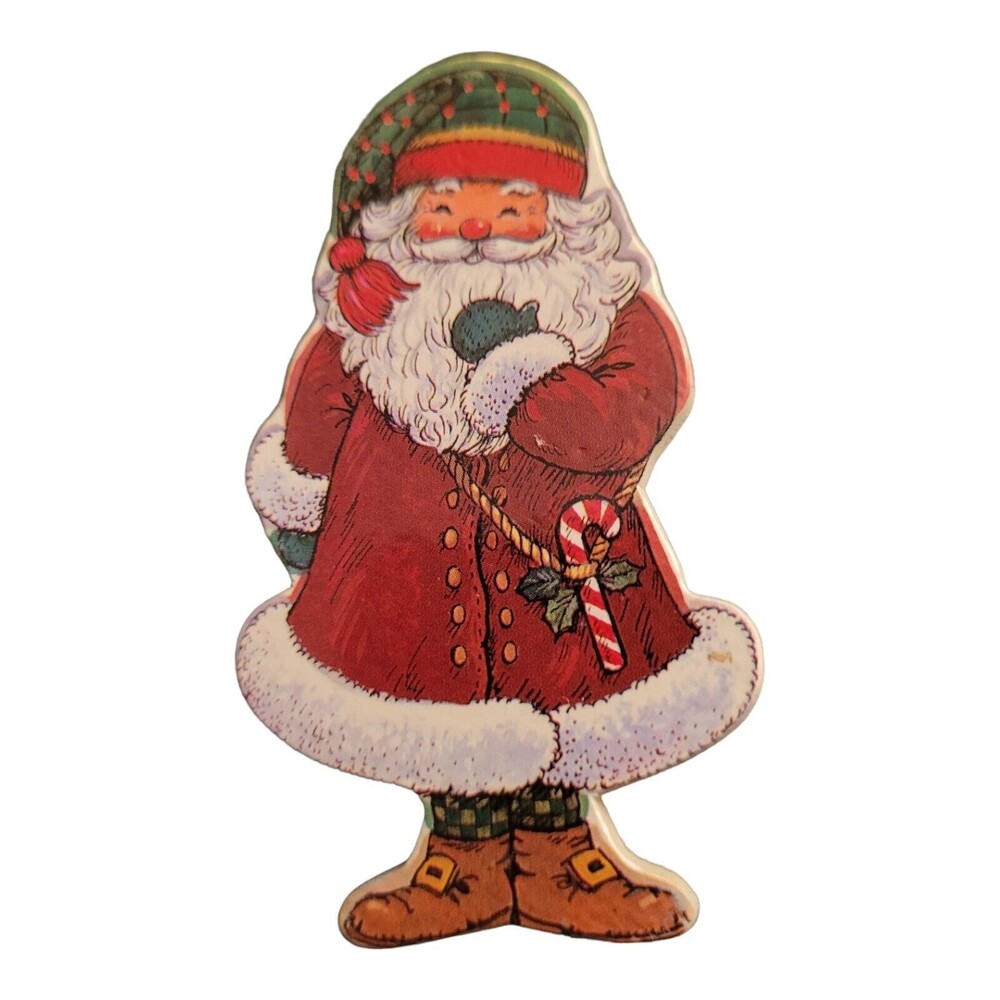 Vintage Made in Taiwan Wooden Santa Claus Brooch Pin